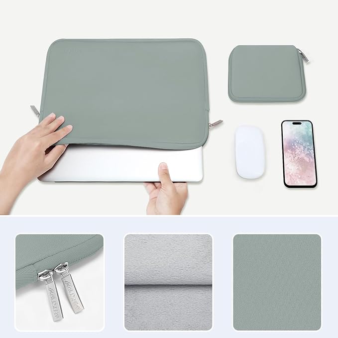 MOSISO Laptop Case 13 inch, 13 inch Laptop Sleeve Bag Compatible with MacBook Neo/Air M5 M4 M3 M2 M1 2026-2018 / Pro M2 M1 2026-2016, Neoprene Computer Sleeve Bag with Small Case, Antique Green