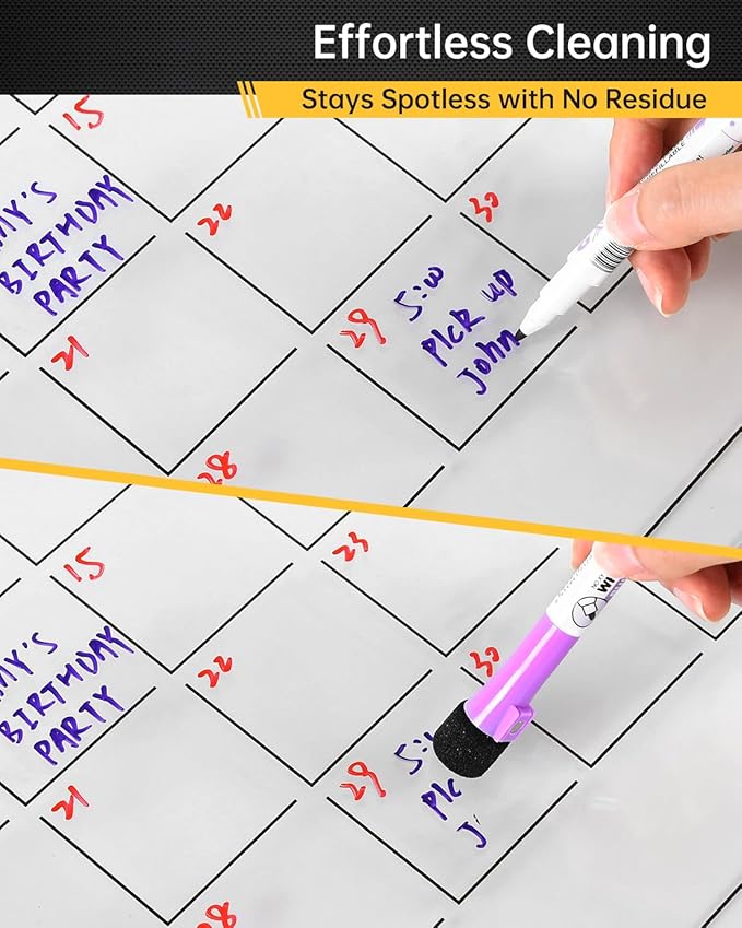28x20" Clear Acrylic Wall Calendar with Dry Erase Surface, Large Monthly Planner Board, Includes Vibrant Markers, Eraser, Multi-Color Mounting Screws, & Easy Install Kit - Perfect for Home & Office