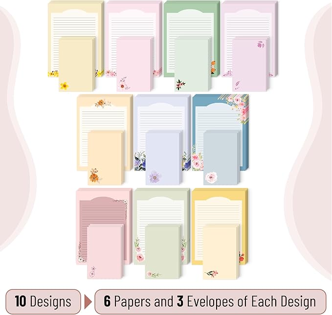 Mr. Pen- Stationery Writing Paper Set with Envelopes, 5.2" x 7.3" | 60 Letter Sheets & 30 Envelopes, Smooth Printable Letter Paper for Handwritten Notes, Personal Letters, Invitations