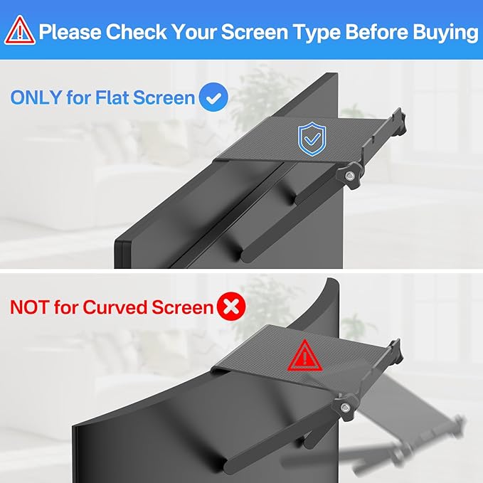 13-Inch Wide Platform Adjustable TV Top Shelf, Screen Top Shelf Mount, Monitor Top of TV Shelfs Mounting Bracket for Streaming Devices, Cable Box, Router and Home Decor TVs Top Storage Bracket