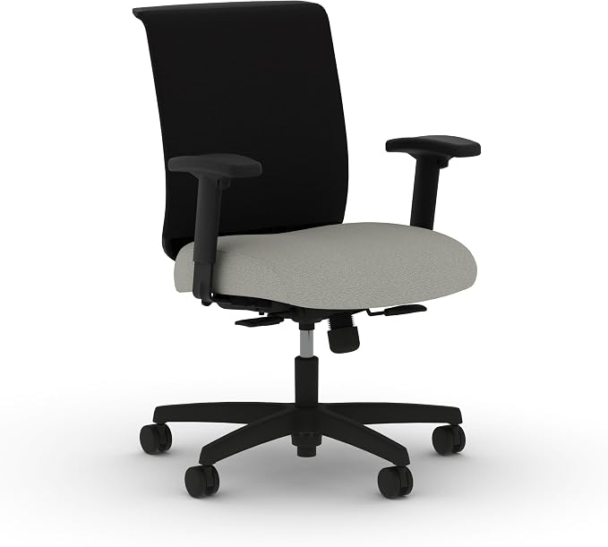 HON Convergence Ergonomic Office Chair, Office Desk Computer Chair, Fog | Fabric ergonomic desk chair with lumbar support, seat glide, adjustable arms and breathable mesh comfort, office decor
