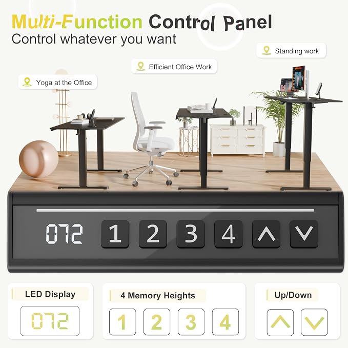 Furmax Electric Standing Desk, 45 x 24 Inches Sit Stand up Desk, Sit Stand Height Adjustable Home Office Desk with 4 Height Position Memory (Black, 45)