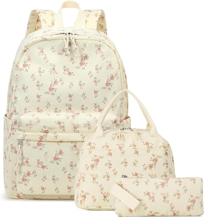 Bluboon School Backpack Set Girls Womens Laptop Bookbag Casual Daypack Fits 15 inch Laptop with Lunch Tote Bag and Pencil Bag