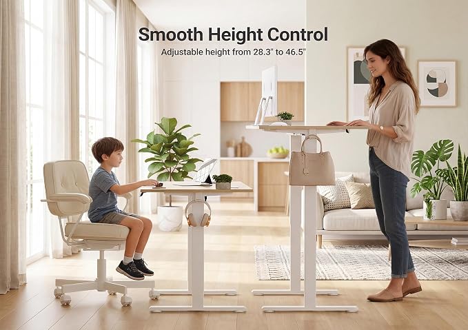 YDN Electric Standing Desk, 48x24 Inch, Nature | 3 Memory Presets, Cable Management, Adjustable Height, Sit Stand, Computer Workstation, Home Office