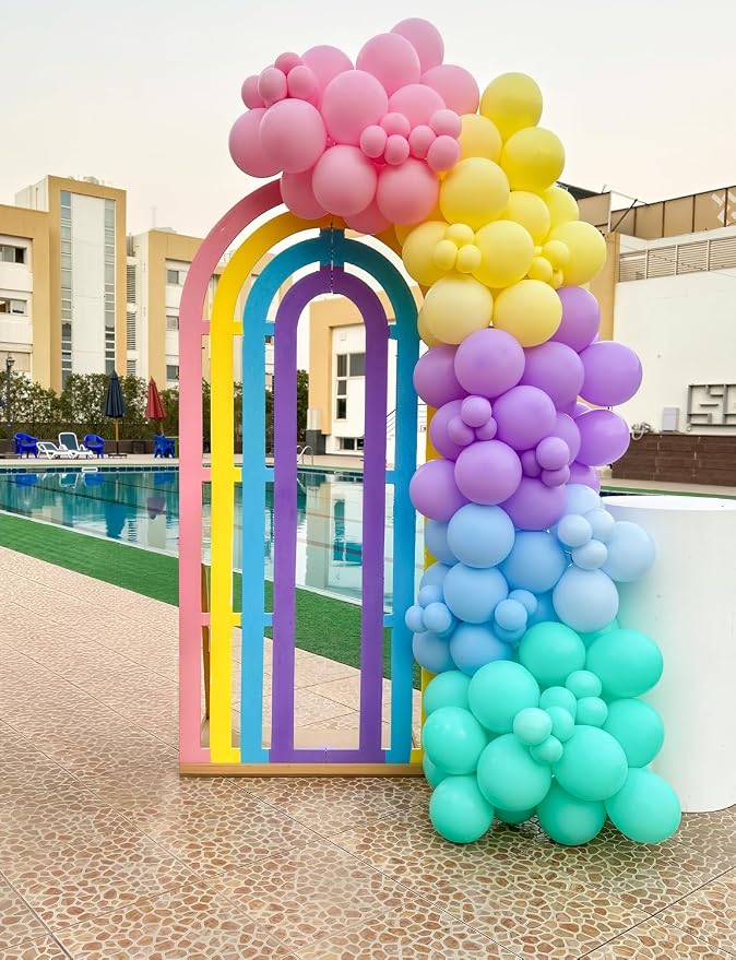 Pastel Rainbow Balloons Arch Garland Kit, Macaron Assorted Color Balloon Arch Kit,18/12/5 In Pastel Spring Balloon Arch for Spring Tea Party Unicorn Birthday Party, Baby Shower Supplies