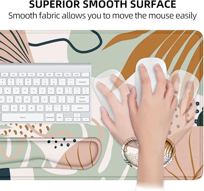 LATEEFAH Desk Mat, Mouse Pad with Wrist Rest, 4-in-1 Large Mouse Pads for Desk, Ergonomic Mouse Pad and Keyboard Wrist Rest Gaming Keyboard Mat for Office, Home