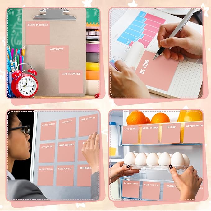 Yinder 24 Pcs Inspirational Sticky Notes Thank You Gift Motivational Sticky Note Pad Employee Appreciation Gift Bulk for Staff Coworker Teacher Nurse Office Groups 3 x 3'' (Inspire,Pink)