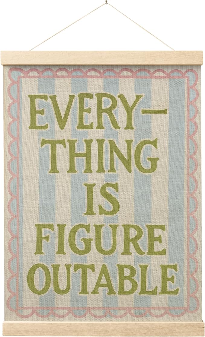 FGFK Everything Is Figureoutable Wall Art Poster Hanger Frame, Motivational Office Decor, Dopamine Positive Affirmations Canvas Prints Framed Wall Decor for Girls Bedroom College Dorm, 12x16 Inch