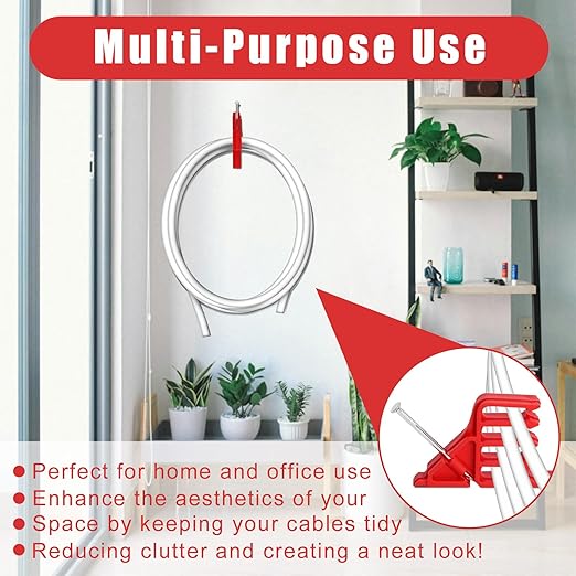 200 Pack Cable Stackers with Steel Nails, Multi-Cable Electrical Wire Clips | Insulated Cord Staples for Organizing Multiple Electrical Wires and Cables, Easy Nail-In Installation for Most Cable Types