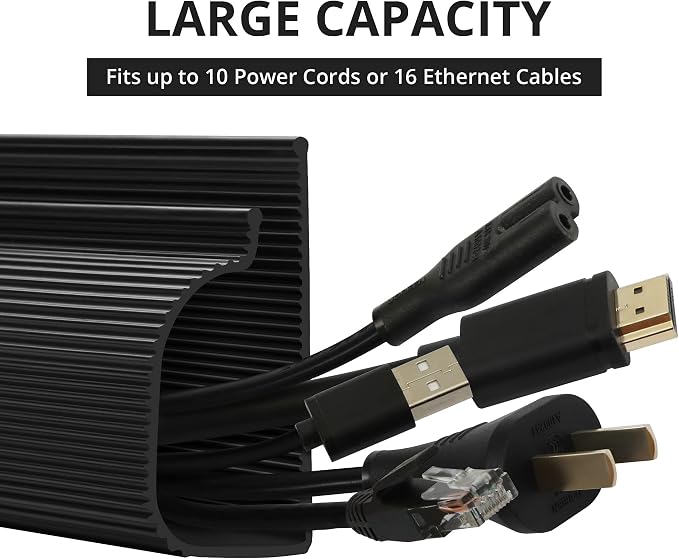 Cable Management Under Desk, 32in (2x15.75in) J Channel, Self Adhesive Cable Raceways Channel, Easy to Install Cord Cover Hider Desk Cord Organizer Electrical Black