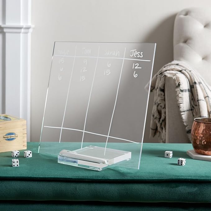 russell+hazel Acrylic Dry Erase Board and Marker, Memo Tablet for Desktop with Stand, Clear Acrylic, 12” x 6” x 11.5” (31384)
