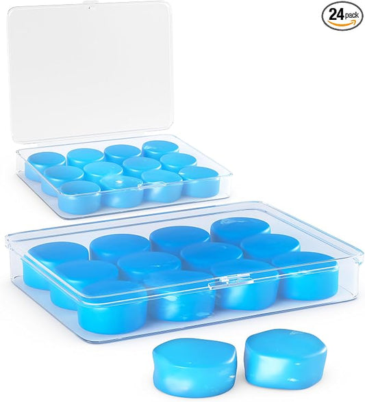 12 Pair Moldable Earplugs Silicone - Small Wax Ear Plugs for Sleeping Noise Cancelling Sound Blocking Snoring in 2 Plastic Cases - Gel Ear Plugs for Swimming Pool Waterproof Kids Women Swimmer Water