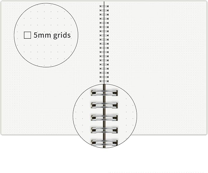 Large Dot Grid Spiral Notebook, 8.5" x 11", Premium 100gsm Ivory White Paper, Sturdy See-Through Cover, 128 Dotted Pages per Notebook(2 Pack) for Home, School, Office, Artist Writing/Drawing