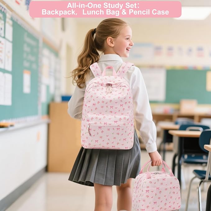 BTOOP School Backpacks for Teen Girls Bookbags Lightweight Kids Backpack School Bags Set with Lunch Box Pencil Case