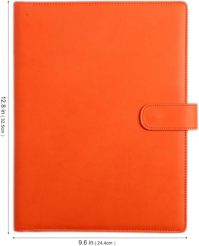 12.8 * 9.6 inch Portfolio Case Business Padfolio, Smart Phone is Usable in Document Organizer, Conference File Folder with A4/Letter Size Clipboard and Notepad - Orange