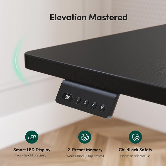 FEZIBO 63 x 55 L Shaped Standing Desk Adjustable Height, Electric Stand up Corner Computer Desk, Sit Stand Home Office Desk with Splice Board, Black