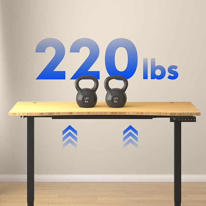 FLEXISPOT E3 Bamboo Dual Motor 72 x 30 Electric Standing Desk Sit Stand Up Desk, Holds 220 lbs, Adjustable Height w/Memory Presets, Solid Bamboo Curved Desktop & Black Frame, Ships in 2 Boxes