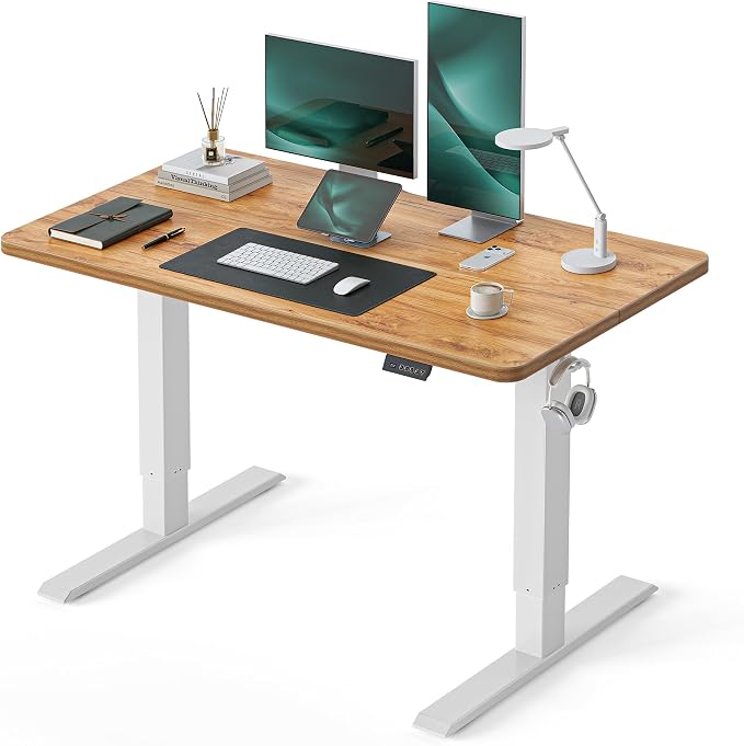 CubiCubi Standing Desk, 40 x 24 Inches Electric Height Adjustable Computer Desk, Sit Stand up Home Office Desk with Memory Presets, Natural