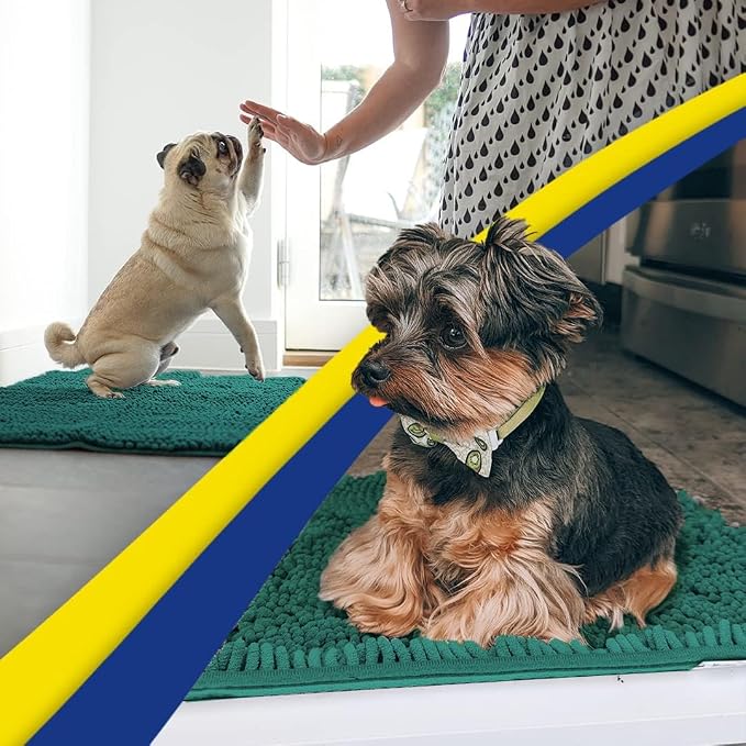 Muddy Mat® | Super Absorbent Door Mat Indoor, Microfiber Quick Dry Chenille Entryway Rug, Non-Slip Front Door Mat, Indoor Mats for Entryway, Machine Washable Pet Rug, Slate Blue 19" x 30"