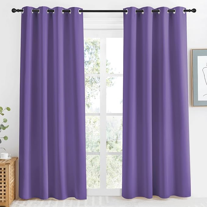 NICETOWN Lilac Purple Blackout Curtain 86 inch Long, W55 x L86, 1 Panel, Thermal Insulated Window Treatment with Grommet Room Darkening Thermal Insulated Panel for Bedroom/Living Room