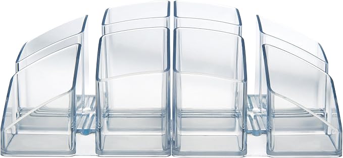 HAN 17450-23, Scala Desk Tidy. Exclusive Design Meets Function: Elegant, Glossy and Expandable. with 4 compartments und Card Holder, Transparent Crystal-Clear