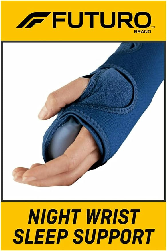 FUTURO Night Wrist Support, Left or Right, Adjustable, Helps Provide Nighttime Relief of Carpel Tunnel Symptoms, Made of Breathable Material, Easy-to-Use Sleeve Design, One Size Fits Most (48462ENR)