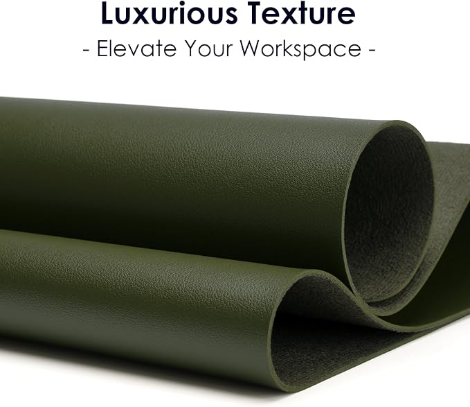 Leather Desk Pad Protector, Waterproof Mouse Pad, PU Desk Mat, Office Desk Cover, Desk Writing Mat for Office/Home/Work/Cubicle (Olive Green) 9x8 in