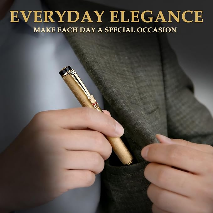 Nice pens for writing | Nice Rollerball Pens with Dragon Design, Elegant Gift Pen,for Men & Women Office & Signature Writing Pen, Refillable Black Ink Business Pen (Gold)