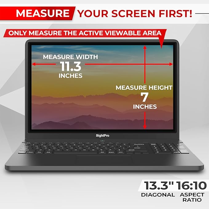 Magnetic Laptop Privacy Screen 13.3 Inch 16:10 - Patented Removable Laptop Privacy Filter Shield and Protector