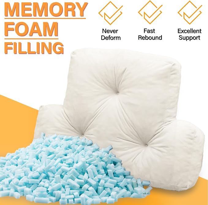 1 MIDDLE ONE Back Pillow for Chair, Memory Foam Lumbar Pillow for Back Support, Back Rest Cushion for Office, Sofa, Couch Sitting, Recliner, Bed and Lower Back Pain (Beige)
