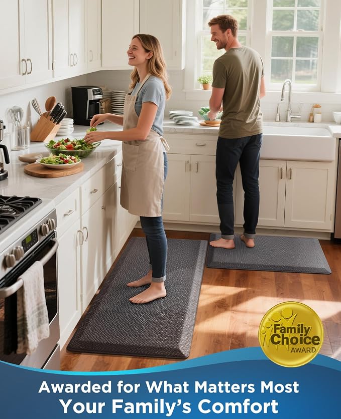 Ophanie Kitchen Mats for Floor,3/4 inch Thick,20x39 Anti Fatigue Cushioned Mat with 99+ Pairs of Anti-Slip Bottom Ridges,Kitchen Rugs,Waterproof,Comfort Ergonomic Standing Mat for Office,Home,Sink
