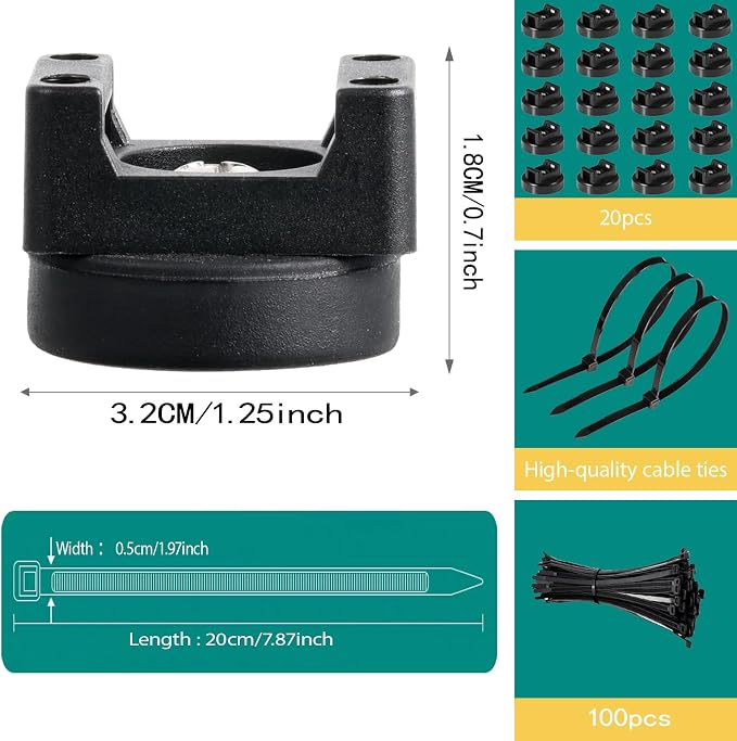 20 Pcs zbab1 Magnetic Zip Tie Mount Base, 45LBS Strong Magnetic Wire Holder & Cable Clips,Magnetic cable management for cars, offices, homes, and boats Diameter 32mm