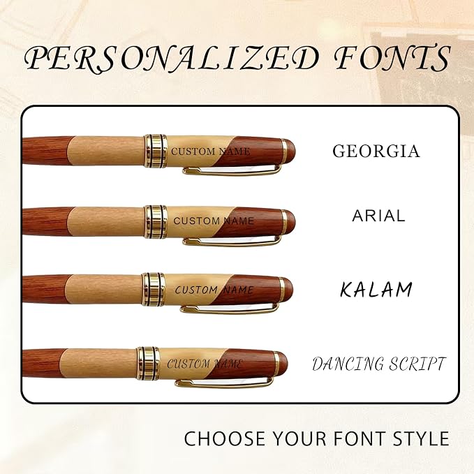 Personalized Ballpoint Engraved Pen with Name Engraved, Elegant Executive Gift for Men Women Boss Teacher Coworker Father's Day Birthday Anniversary (Beech wood + maple wood (two-tone) 1)
