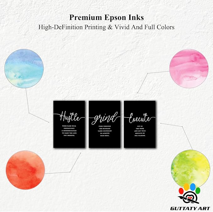 Office Wall Art - 3 Panel Motivational Canvas With Inspirational Quotes for Home and Company Decor, Positive Entrepreneur Words Poster Frame 24"x36"x3Pcs