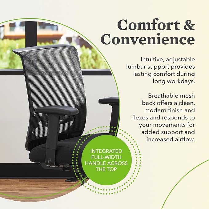 HON Convergence Ergonomic Office Chair with Mesh Back, Adjustable Arms, Lumbar Support, Synchro‑Tilt Desk Chair with Wheels for Home Office or Computer Use, Black Frame, Ruby