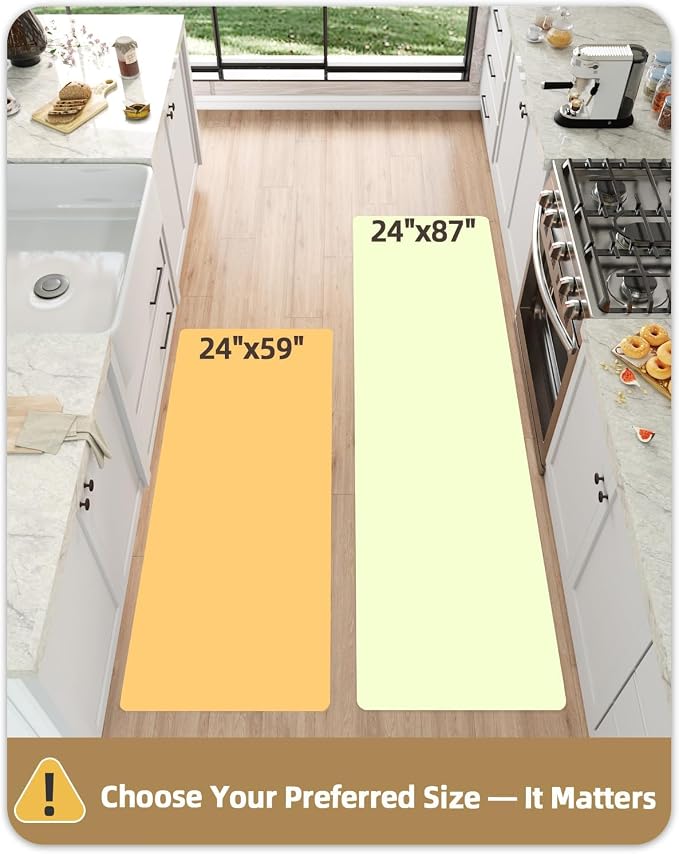Color&Geometry Kitchen Floor Mat 24x59 Faded Vintage Anti Fatigue, Brown | 0.4in Cushion Standing Mat For Cooking/Working/Laundry, Boho Decor, Non Slip PVC Kitchen Rug, Oil/Water Proof, Anti Slip