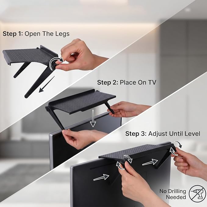 6 Pcs Over-Screen Storage Rack, Adjustable Monitor Shelf for Router, Media Box, Game Console, Remote Control & Home Decor(11.81” x 4.45”)