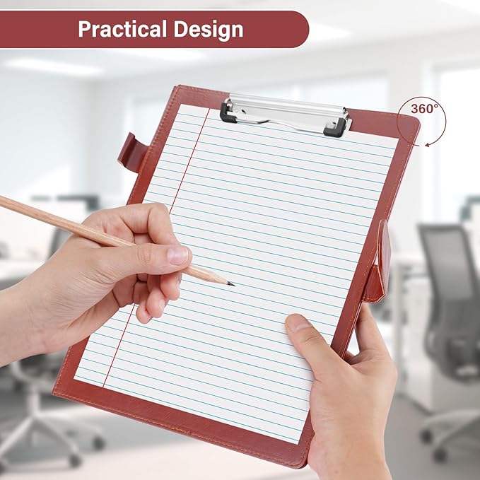 Professional Padfolio, Multi Function Faux Leather Portfolio Binder with Clipboard - Interview Resume Folder, Legal Document, Business Card Holder, for Office, Conference, Interviews (Brown)