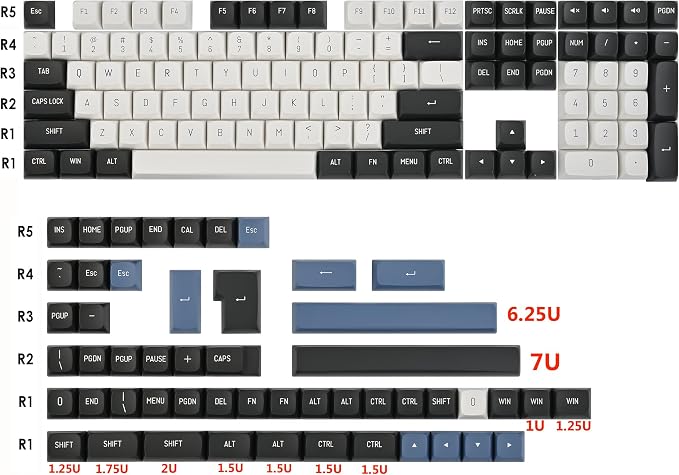 Guffercty kred 160 Keys CSA Keycap PBT Double-Shot Ball Shape Custom Keycaps Set with 6.25u/7u Spacebar for ANSI & ISO Layout Cherry MX Gateron Kailh Switches(Arctic-CSA)