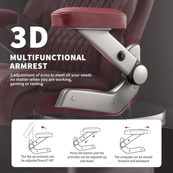 Big and Tall Office Chair 700lbs- Large High Back Executive Computer Desk Chair with 3D Flip-Up Arms, Adjustable Lumbar Support, Extra Wide Plus Size Seat, Heavy Duty Metal Base & Quiet Rubber Wheels