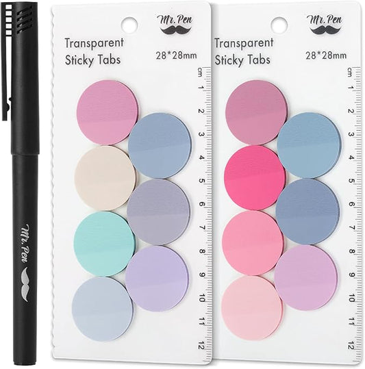 Mr. Pen- Transparent Sticky Note Set, 560Sheets, Colorful, Round Transparent Sticky Notes Set, Stocky Notes for Bible Journaling
