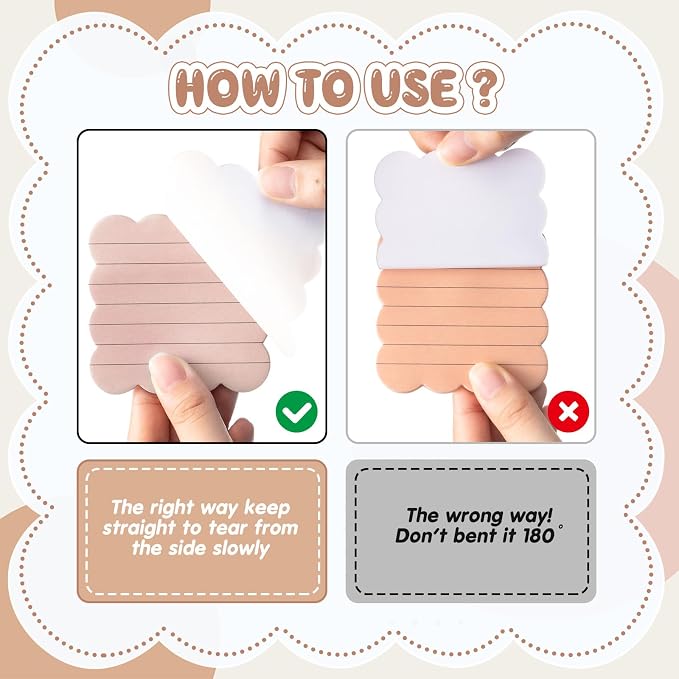 Eaasty 8 Pack Scalloped Aesthetic Sticky Notes Bulk Brown Colors Cute Wavy Self Sticky Note Pads 3" x 3" Lined Note Pads for Back to School Office Supplies 240 Sheets