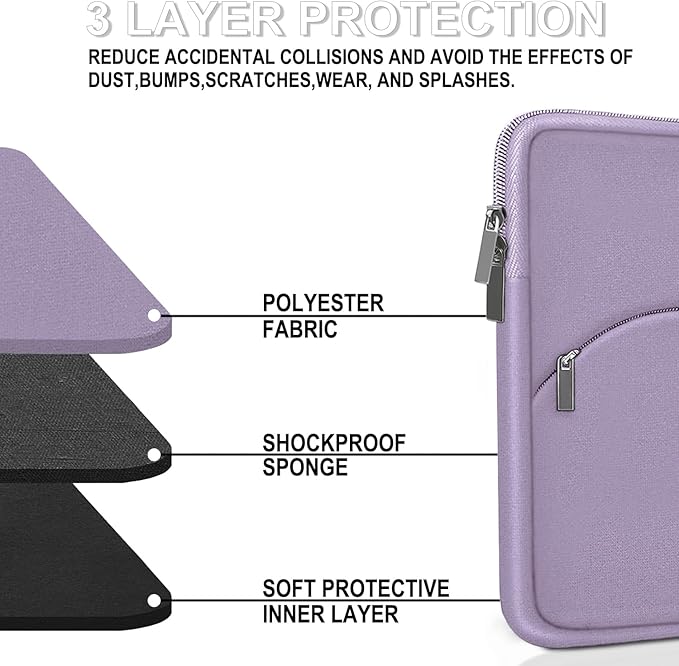 Laptop Sleeve 14 inch, Slim Portable Monitor Protective Cover with Front Pocket, Traveling Carrying Laptop Case Compatible for MacBook Air/Pro, HP, Dell, Lenovo, Acer, Lavender