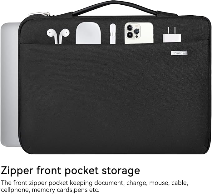 LANDICI 360°Laptop Sleeve Case 15.6 16 Inch Compatible with MacBook Pro 16 M1/M2/M3/M4 2019-2025, 15.6-16” Hp Dell Lenovo Acer Asus, Waterproof Computer Bag Cover with Handle, Black
