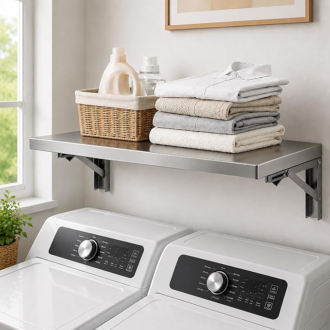 Wall Mounted Folding Table,304 Stainless Steel Wall Folding Desk,Floating Table for wall,Laundry Room Folding Table,Home Bars and Dining Establishments(100x40cm /39.4"x15.7")