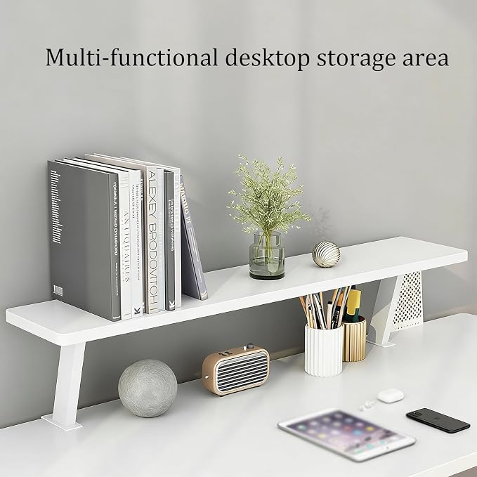 VXHCS Clamp On Desk Organizer Shelf, Desktop Extender Storage Organizer Portable No Drill Required Adjustable Floating Desks Shelf for Home Office Dorm Workstation and Study Space (31.5"x7.9")