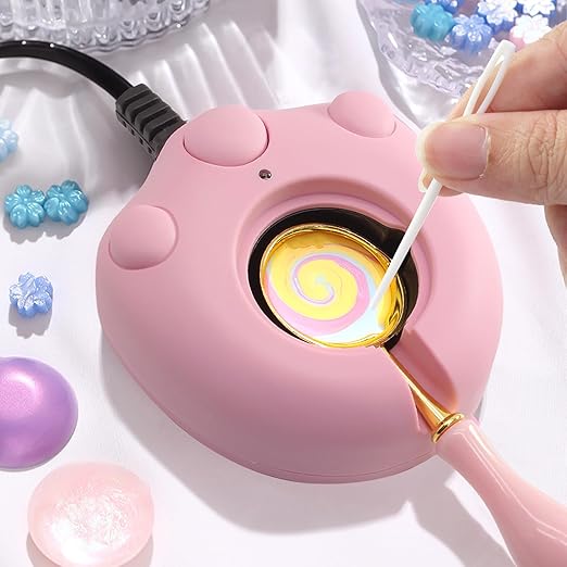 Electric Wax Warmer, Seal Melter Pink Electric Wax Seal Kit with Spoon, Tweezer and Stir Stick for Melting Beads and DIY