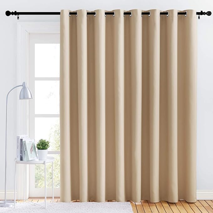 NICETOWN Thick Blackout Curtain and Drape - (120 x 84, Biscotti Beige, 1 Panel) Thermal Insulated Grommet Top Window Drapery for Bedroom, Block Out Light Curtain Panel