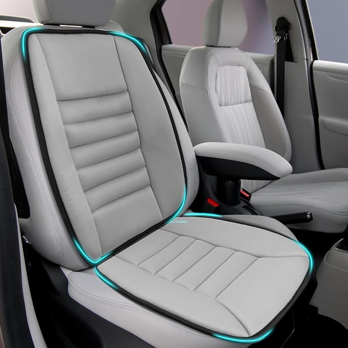 Car Seat Cushion, Memory Foam Cushion with Back Support, Gray | Seat Cushion for Full Back and Seat, Ideal for Car Seat Driver, Office Chair, Wheelchair and Back Pain Relief