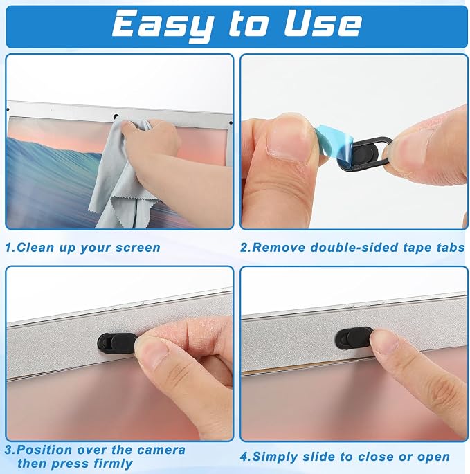 30Pcs Webcam Cover, Camera Privacy Cover Slide, Phone Laptop Camera Computer Cameras Covers Slide, Webcam Covers for Laptops Protect Your Privacy Security Fits Most Laptop, Desktop, Smartphone